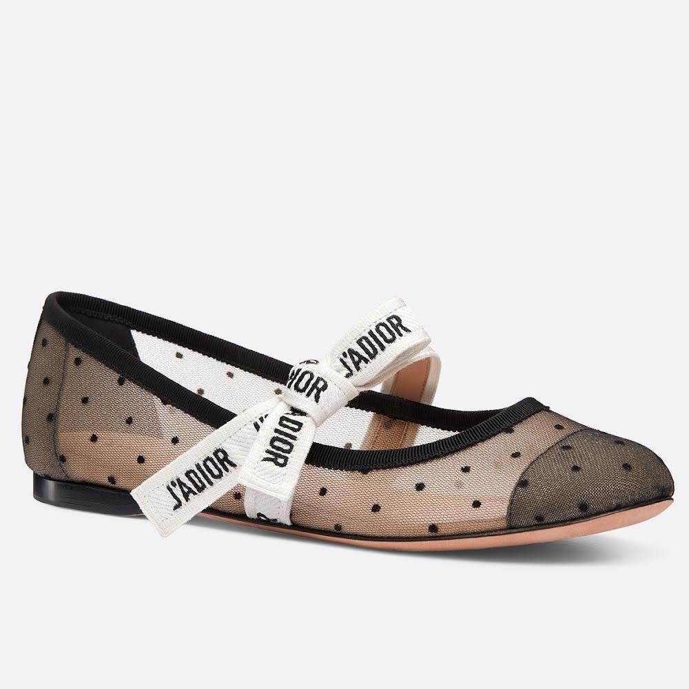 CHRISTIAN DIOR 
MISS J'ADIOR DOTTED BALLET FLAT SIZE: 39.5